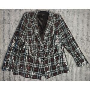 Torrid Size 0 Plaid Sequin Button Front Blazer Size 12/ L RN 148862 Christmas
